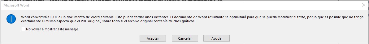conversion pdf word mensaje